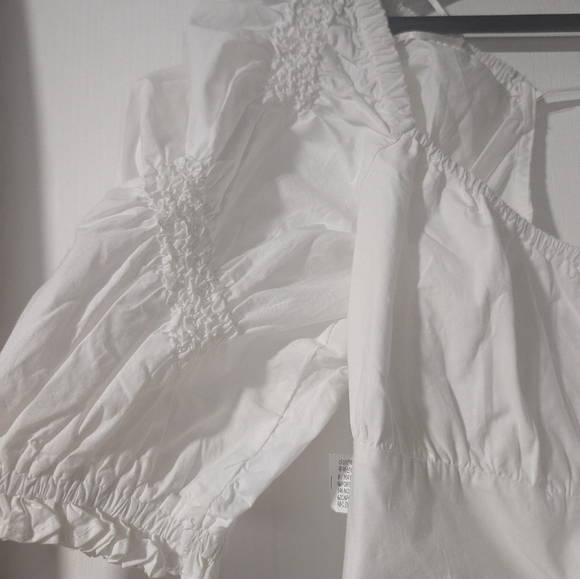 NEW Zara | White Open Back Crop Top With Puff Sleeves - Picture 8 of 12